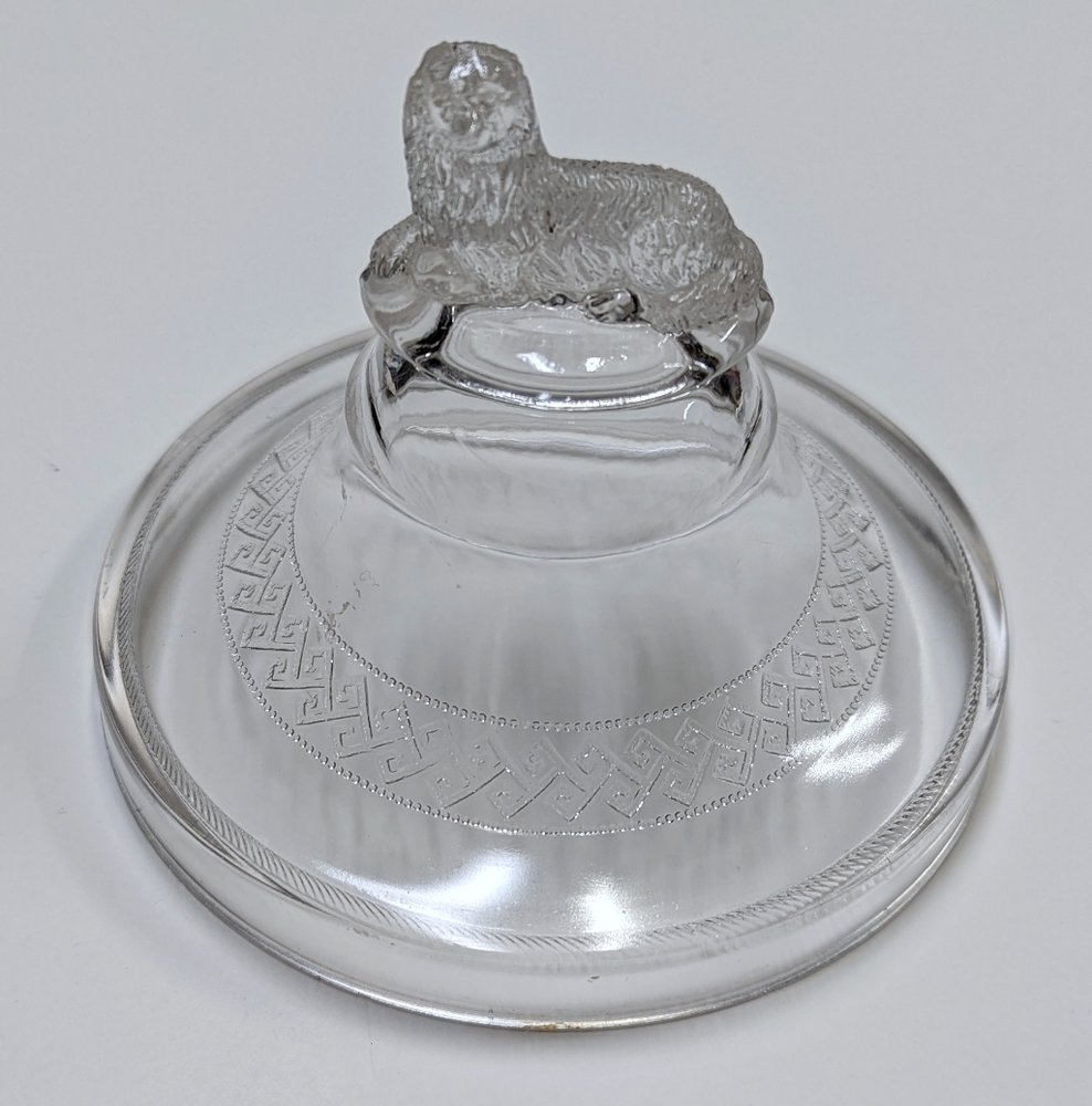 Vintage Glass Lion Topper Glass Dish Cover